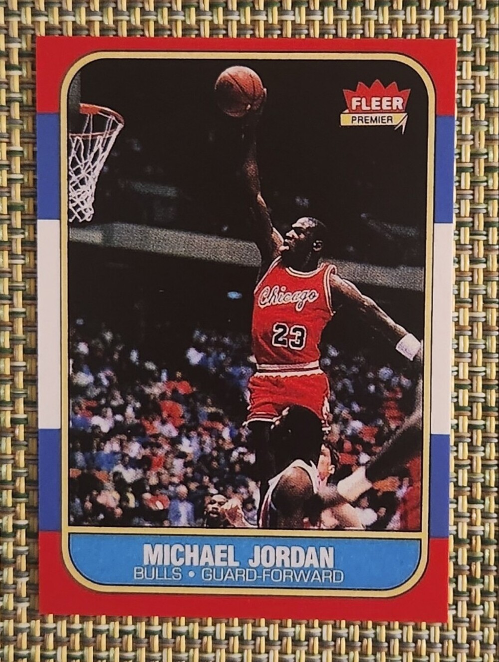 Fleer Michael Jordan Basketball Card with Red